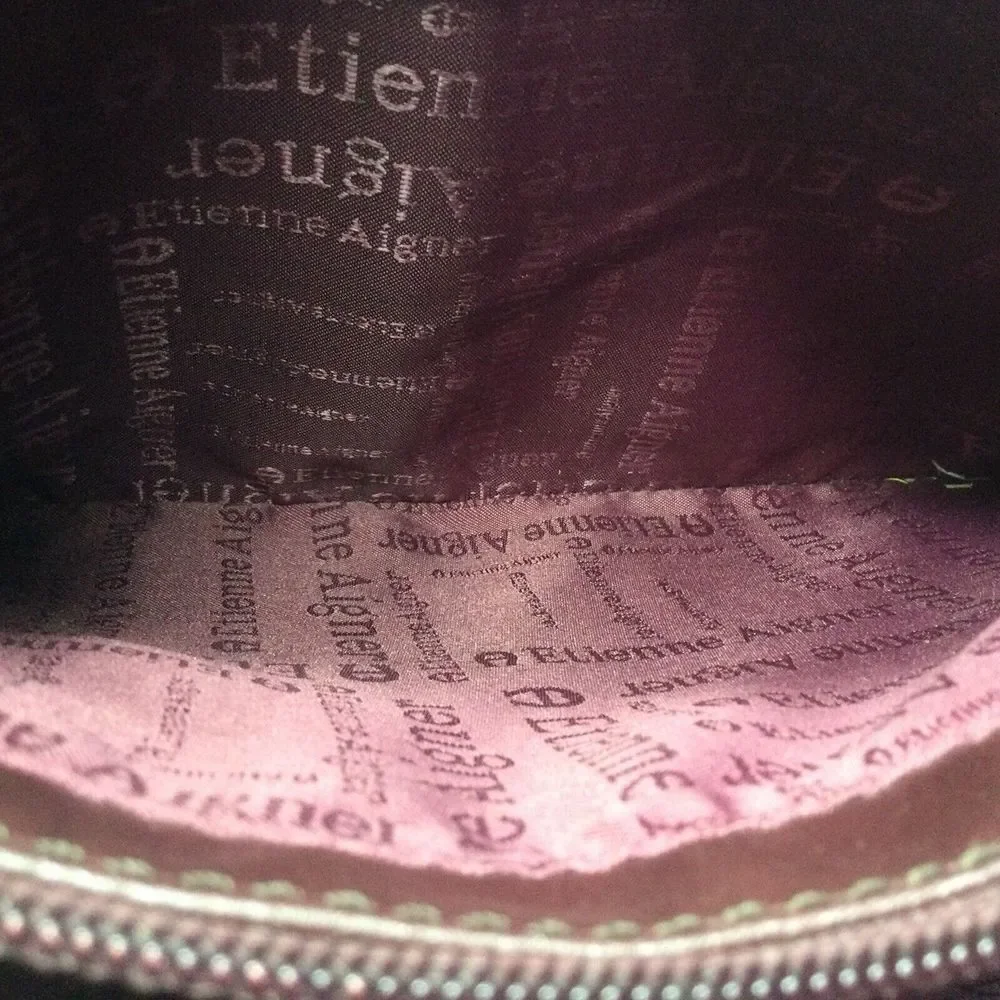 Etienne Aigner Retro Maroon Leather‎ HandBag Purse Crossbody Pockets Zipup